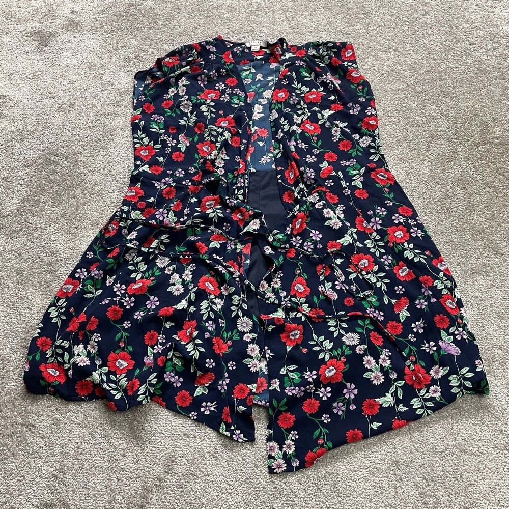 Favlux Fashion Dress Womens Plus 2X Blue Floral Sleeveless Knee Length Wrap Tie